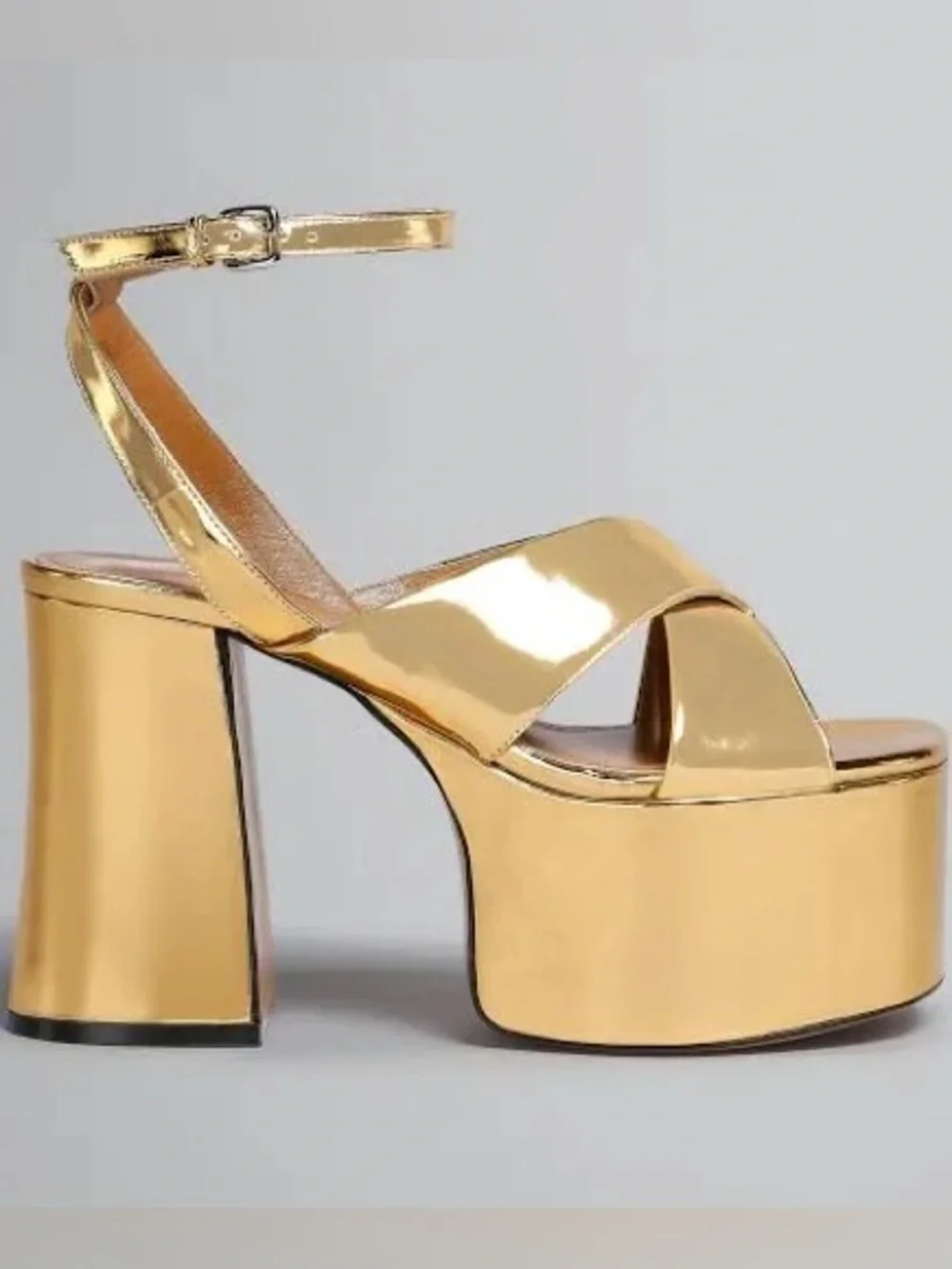 Marni Gold Leather Platform Sandals Size 38